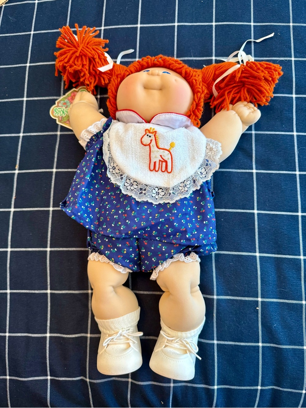 Orange-Haired Colette Dianna Cabbage Patch Doll in Blue Floral Outfit - Kids Toy